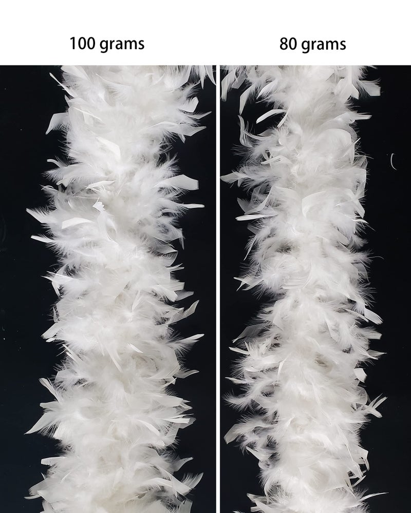 HAPPY FEATHER 2 Yards 80g Turkey Chandelle Feather Boa for DIY Craft,Party Dancing Dress Up, Halloween Decoration-White - Image 3